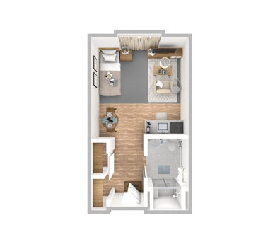 Rivaria El Camino Mulberry Studio 322 sq. ft.
